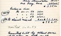 Sarah Rosen's cemetery account statement from Kneseth Israel, beginning October 21, 1957