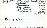 Ida Rathenberg's cemetery account statement from Kneseth Israel, beginning July 1, 1951