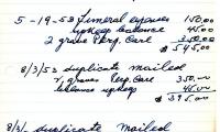 Max Rinkin's cemetery account statement from Kneseth Israel, beginning May 19, 1953