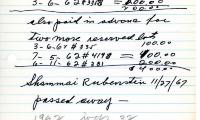Minnie Rubinstein's cemetery account statement from Kneseth Israel, beginning March 6, 1962