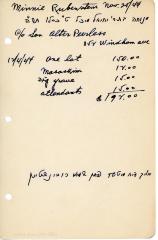 Minnie Rubenstein's cemetery account statement from Kneseth Israel, beginning December 4, 1944