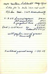 Mrs. Nathan Schlacht's cemetery account statement from Kneseth Israel, beginning June 8, 1964