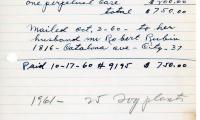 Esther Rubin's cemetery account statement from Kneseth Israel, beginning October 3, 1960