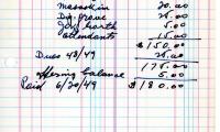 Nathan Schaen's cemetery account statement from Kneseth Israel, beginning June 16, 1949