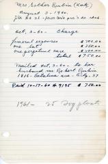 Esther Rubin's cemetery account statement from Kneseth Israel, beginning October 3, 1960