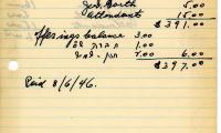 Joe Sharon's cemetery account statement from Kneseth Israel, beginning August 1946