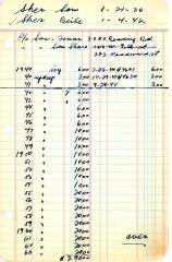 Sam Sher's cemetery account statement from Kneseth Israel, beginning in 1940
