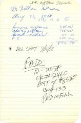 Dr. Nathan Silver's cemetery account statement from Kneseth Israel, beginning August 21, 1978
