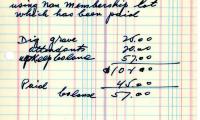 Zisel Statman's cemetery account statement from Kneseth Israel, beginning January 17, 1950