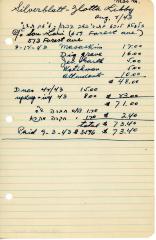 Zlotta Silverblatt's cemetery account statement from Kneseth Israel, beginning August 12, 1943