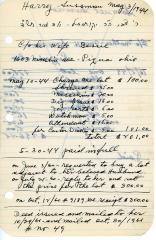 Harry Sussman's cemetery account statement from Kneseth Israel, beginning May 10, 1944