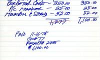 Joseph Wise's cemetery account statement from Kneseth Israel, beginning November 16, 1978