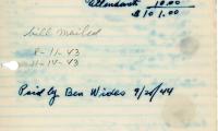 Morris Wides's cemetery account statement from Kneseth Israel, beginning August 10, 1943