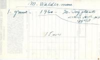 M. Walderman's cemetery account statement from Kneseth Israel, beginning in 1960