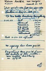 Edith Weiner's cemetery account statement from Kneseth Israel, beginning March 12, 1933