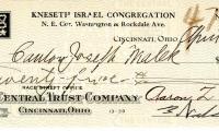 Check from Kneseth Israel Congregation to Cantor Joseph Malek for $25.00, dated April 25, 1932