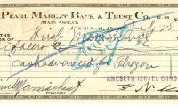 Check from Kneseth Israel Congregation to Hirsch Manischewitz for $15.00, dated July 25, 1930