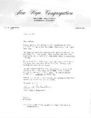 Yiskor Book Announcement for 1972 by the New Hope Congregation