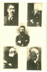 Postcard of Five Zionist leader: Dr. Theodor Herzel, Chaim Weizmann, Nachum Sokolov, Achad Ha’am, and Max Nordau