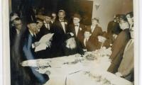 Rabbi Eliezer Silver Reading the Kesubah at Unknown Wedding with Harav Aharon Kotler also in Attendance