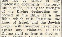 September 1943 Article on Agudas Israel of America Demanding the Annulment of the British White Paper Restricting Jewish Immigration to Palestine 