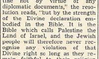 September 1943 Article on Agudas Israel of America Demanding the Annulment of the British White Paper Restricting Jewish Immigration to Palestine 