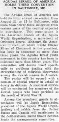 Article Regarding Agudath Israel of America's Third Convention Held in Baltimore, Maryland in 1941 - Chicago Sentinel