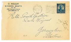 Envelope from O. Mallin Kosher Meats (Cincinnati, Ohio) – 1924