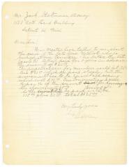 New Hope Congregation Burial Society Letter from Jack Stattmann Regarding Perpetual Care