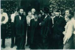 Rabbi Eliezer Silver with Yeshiva Boys likely in Camp Agudah 1957