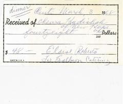 New Hope Congregation Burial Society Receipt - Goldson Catering - 1968