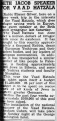 Jewish Floridian, "Beth Jacob Speaker for Vaad Hatzala," article from 1/28/1944