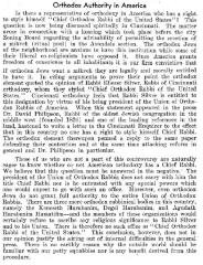  Article Regarding Orthodox Authority in America 5.27,1932