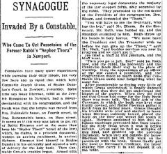 Article Regarding Newport Kentucky "Synagogue Invaded By a Constable" in 1899 