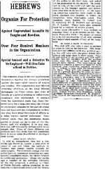 Article regarding Jewish in Cincinnati Organizing for Protection Against Unprovoked Assaults 5.1.1899