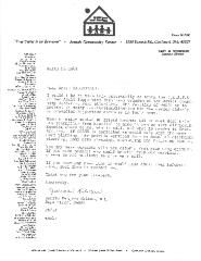 New Hope Congregation - Letter to Rabbi Rabenstein from the Cincinnati Jewish Community Center regarding its 0.A.S.S.S (Older Adult Supportive Services) program - 1981