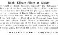 Every Friday, &quot;Rabbi Eliezer Silver at Eighty,&quot; article from 2/12/1960