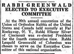  Rabbi Silver elected to be President of the Union of orthodox rabbis of america and canada for the fourth time