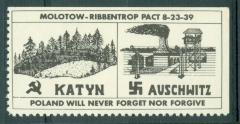 Polish Stamp / Label "Poland Will Never Forget Nor Forgive" - Katyn & Auschwitz