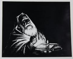 Print of a Man Reading by Candle Light by Heistoff