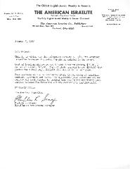 Letter from the American Israelite - 1985