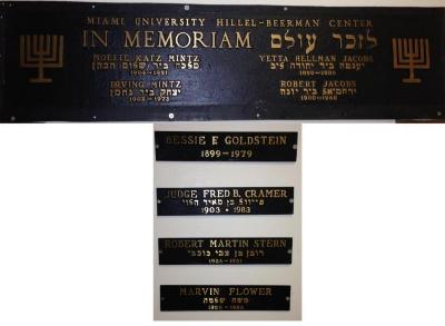 Memorial Plaque at Miami University Hillel - Beerman Center 