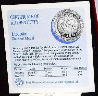 Medal Commemorating the Liberation of Concentration Camps & Freedom - 1995