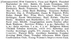 Bio of Congregation Bene Yeshurun (Cincinnati, Ohio) from the American Jewish Year Book 1900 – 1901, 5661