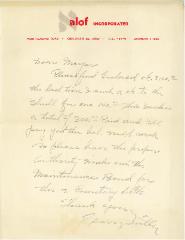 Letter from Alof Incorporated Regarding Cemetery Lots at the Kneseth Israel Congregation Cemetery (Cincinnati, Ohio)
