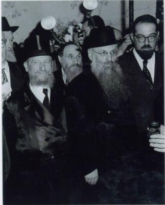 Rabbi Elizer Silver Smiling Underneath the Chuppah at an Unidentified Wedding