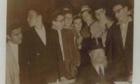 Rabbi Eliezer Silver (seated) Surrounded by a Group of Teenage Boys