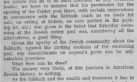 Articles and Letters to the Editor Regarding Rabbi Eliezer Silver&#039;s Ruling on the Opening of the Jewish Community Center on Shabbat