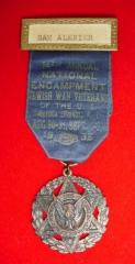 Jewish War Vetrans of the US Medal from the 14th National Encampment in Saratoga Springs, NY - 1935