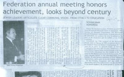 Julius Rosenwald Memorial Award presented to Rabbi Herman Schaalman